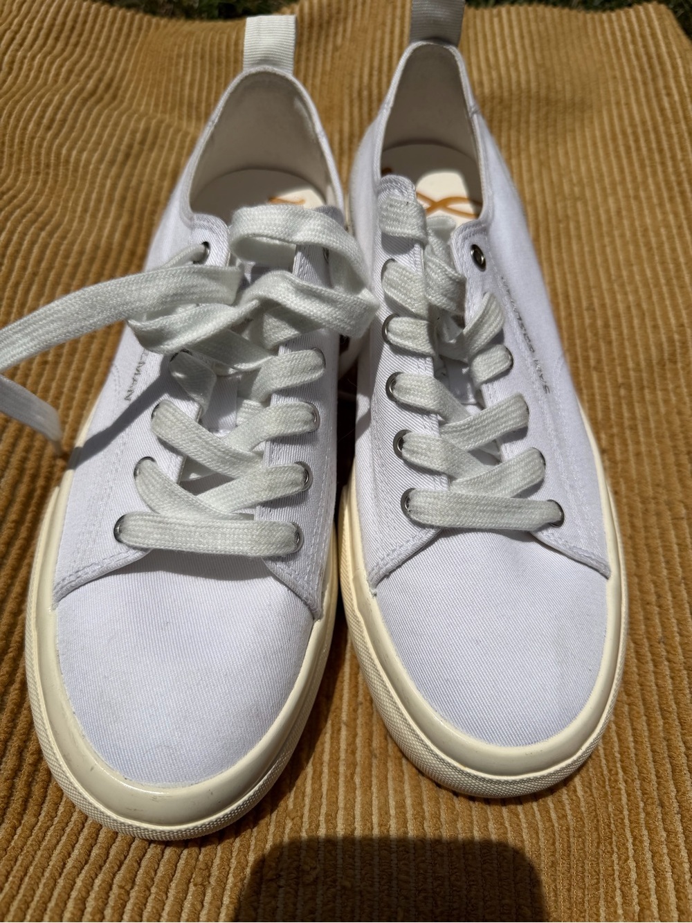 Sam Edelman White Canvas & Low-Top Sneakers